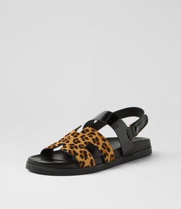 RAFFAY MI LEOPARD BLACK PONY PATENT