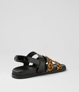 RAFFAY MI LEOPARD BLACK PONY PATENT