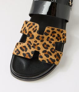 RAFFAY MI LEOPARD BLACK PONY PATENT
