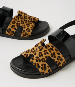 RAFFAY MI LEOPARD BLACK PONY PATENT