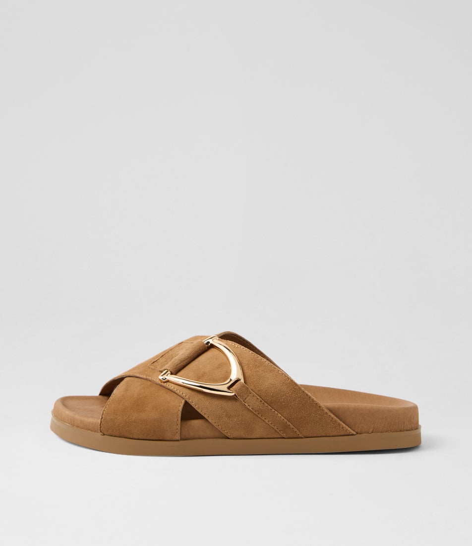 Rulle Light Choc Suede Slides Rulle Light Choc Suede Slides