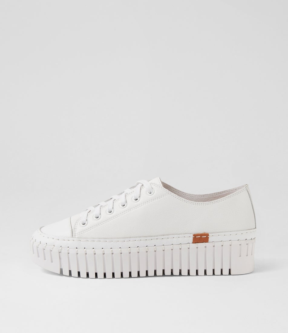 Beguile White Leather Tumble Leather Sneakers