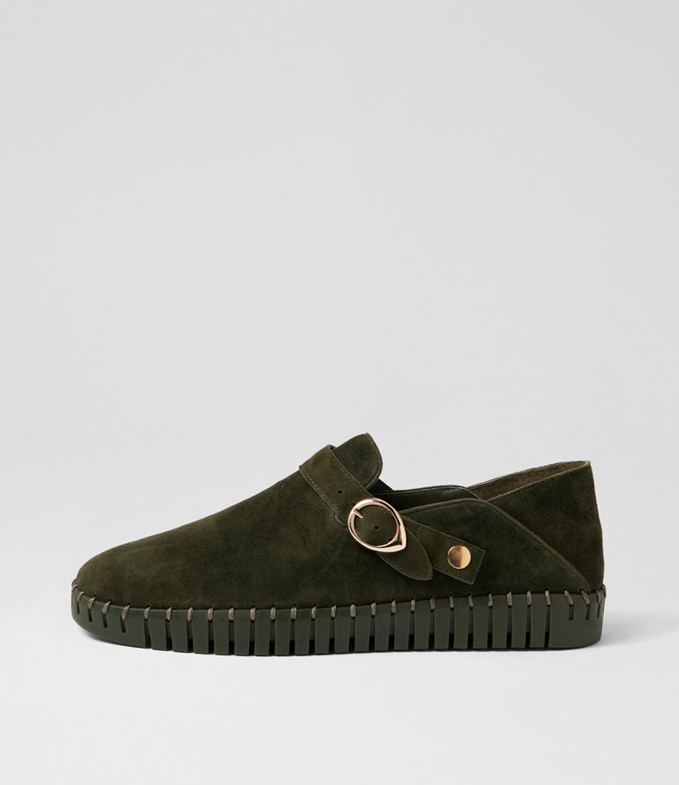 Halpha Olive Suede Sneakers