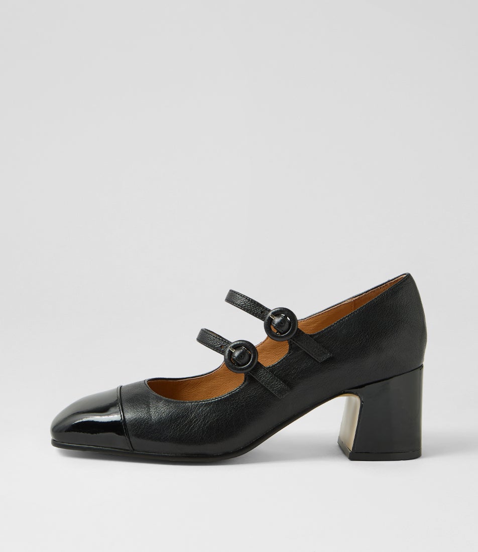 Kutesy Black Patent Leather Mary Jane Heels