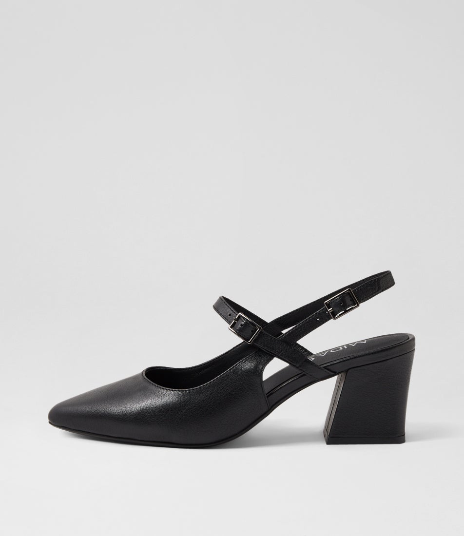 Mitkat Black Leather Heels