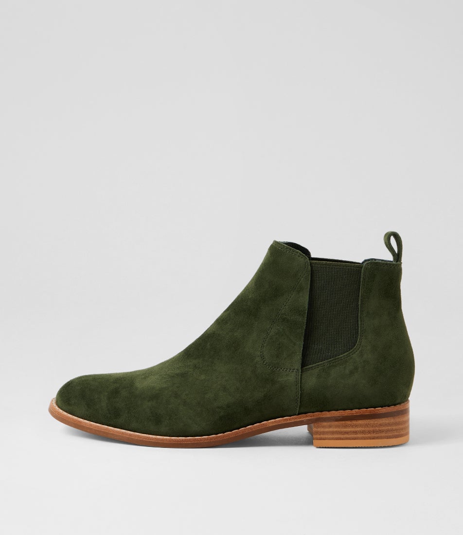 Nuroad Olive Suede Chelsea Boots
