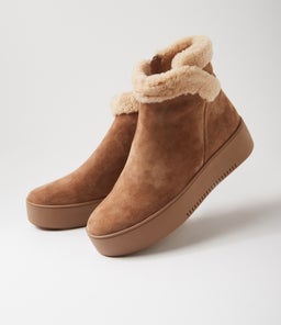 WARMUP MI LT CHOC BEIGE SUEDE FUR