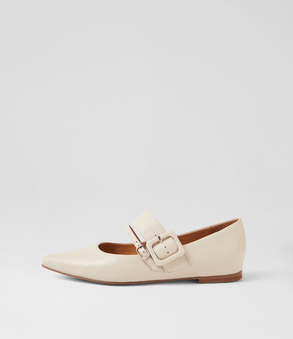 Yasmine Milk Leather Flat Shoes