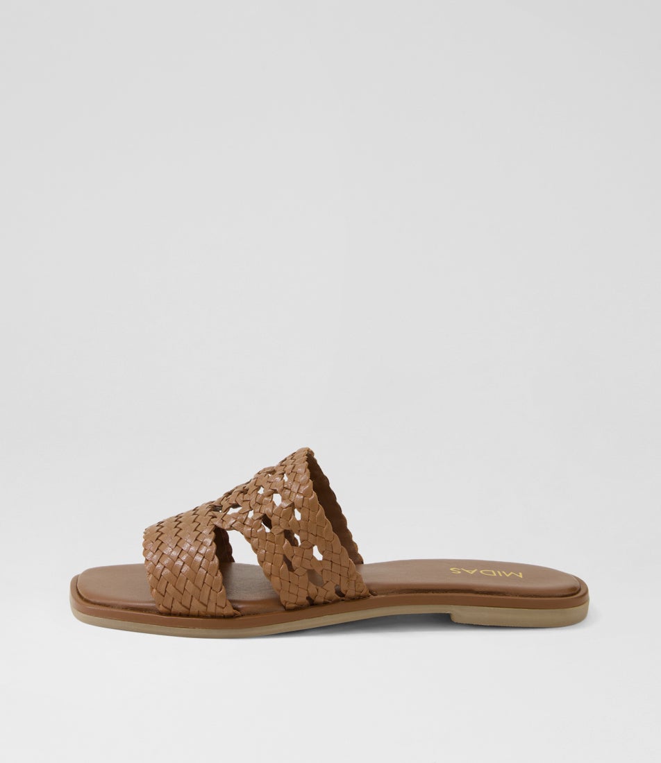 Frill Dark Brown Leather Slides Frill Dark Brown Leather Slides