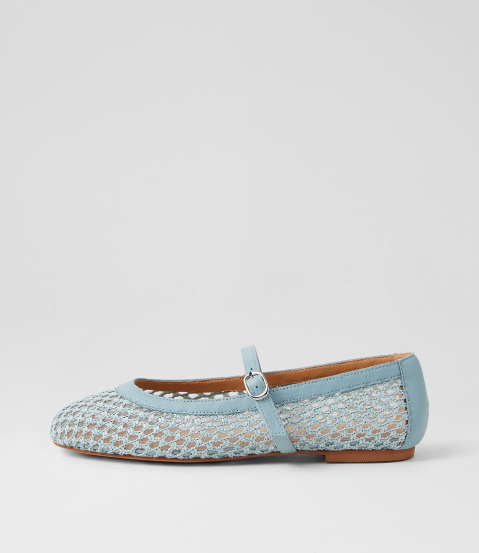 Murph Pale Blue Woven Leather Ballet Flats
