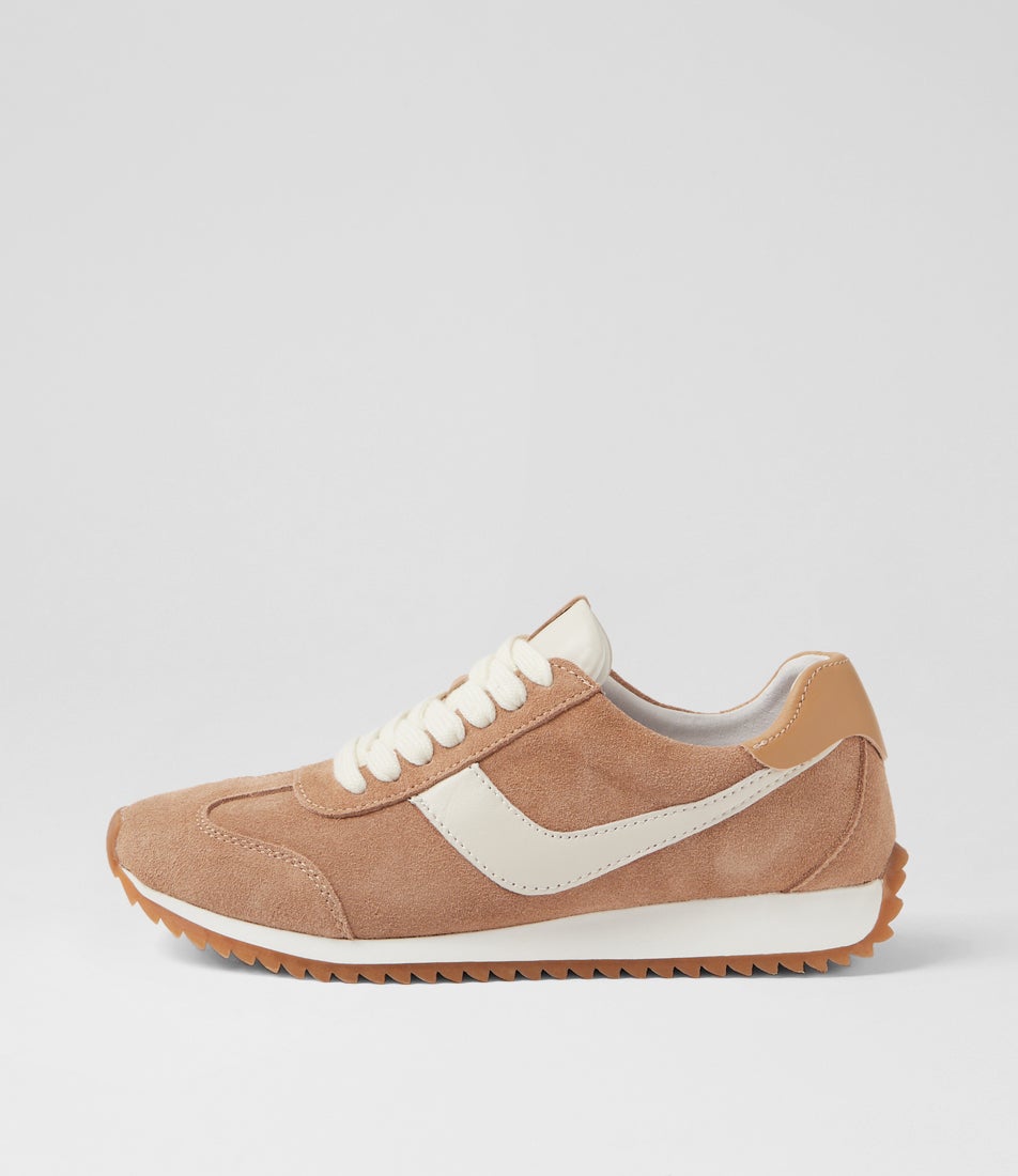 Donnie Latte White Suede Leather Sneakers