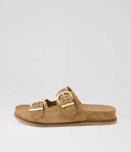 Qalil Light Choc Suede Slides Qalil Light Choc Suede Slides
