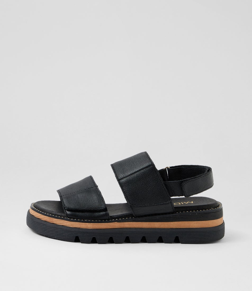 Shani Black Leather Sandals