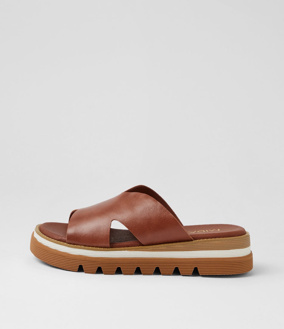 Shiva Walnut Leather Slides