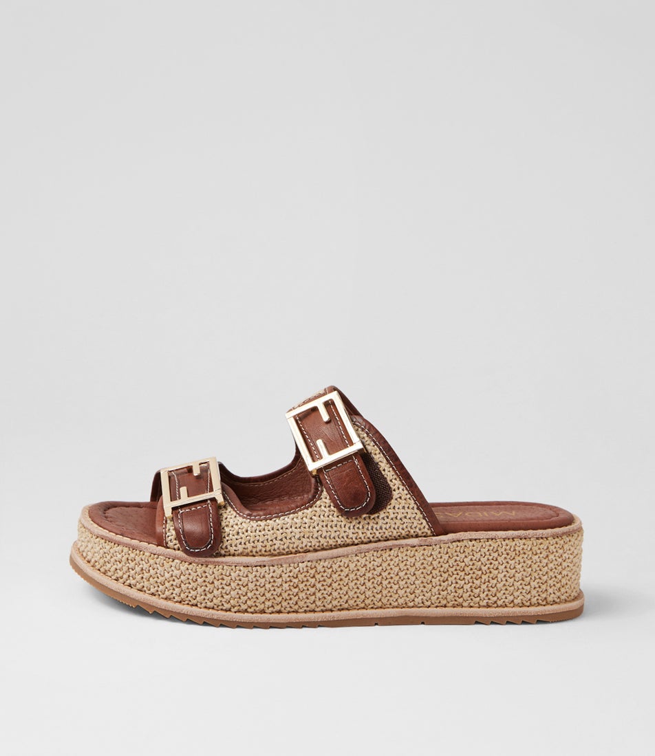 Vima Choc Natural Leather Slides