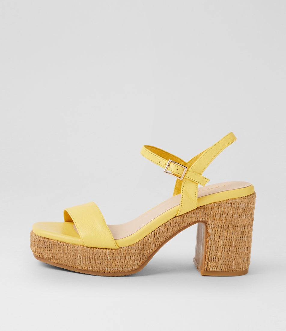 Kennedy Yellow Natural Leather Platform Sandals Kennedy Yellow Natural Leather Platform Sandals