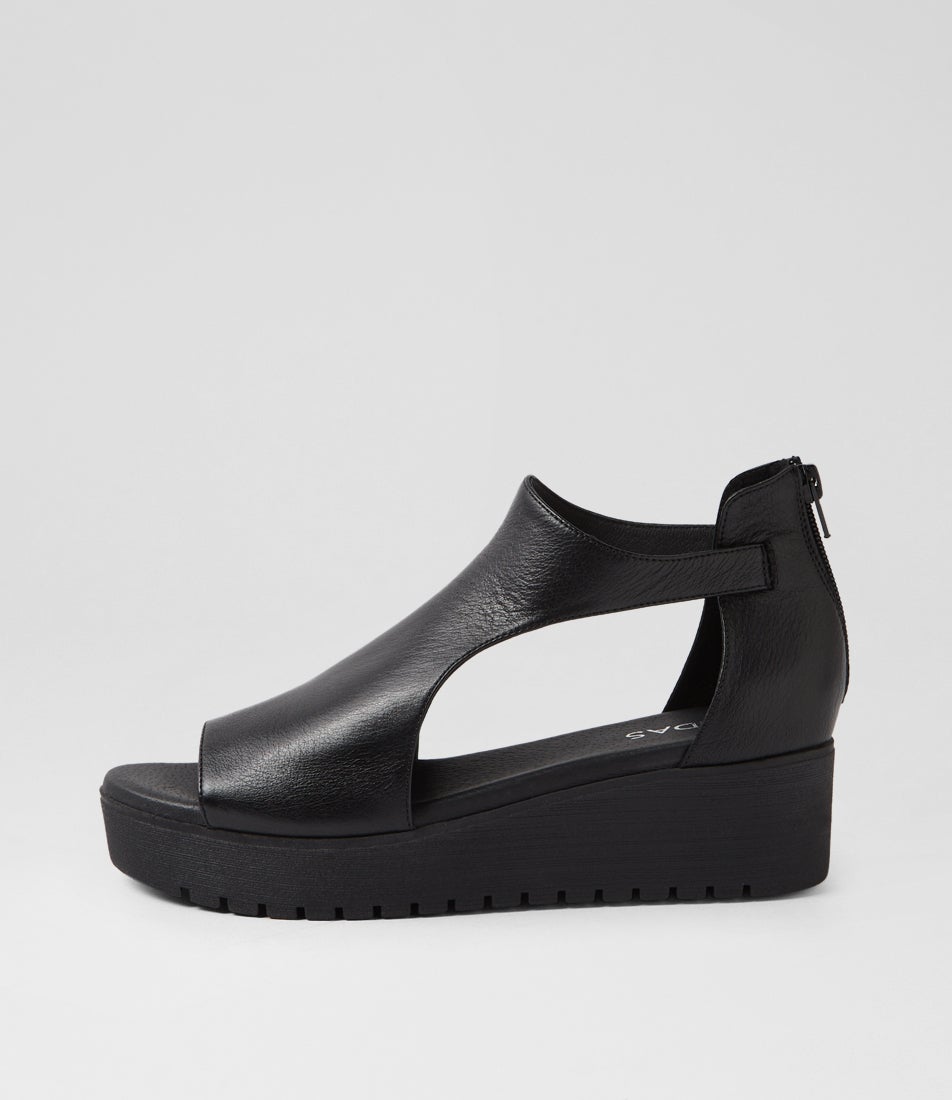 Orio Black Leather Sandals