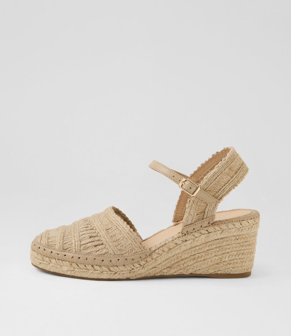 Fodele Natural Synthetic Raffia Leather Wedges