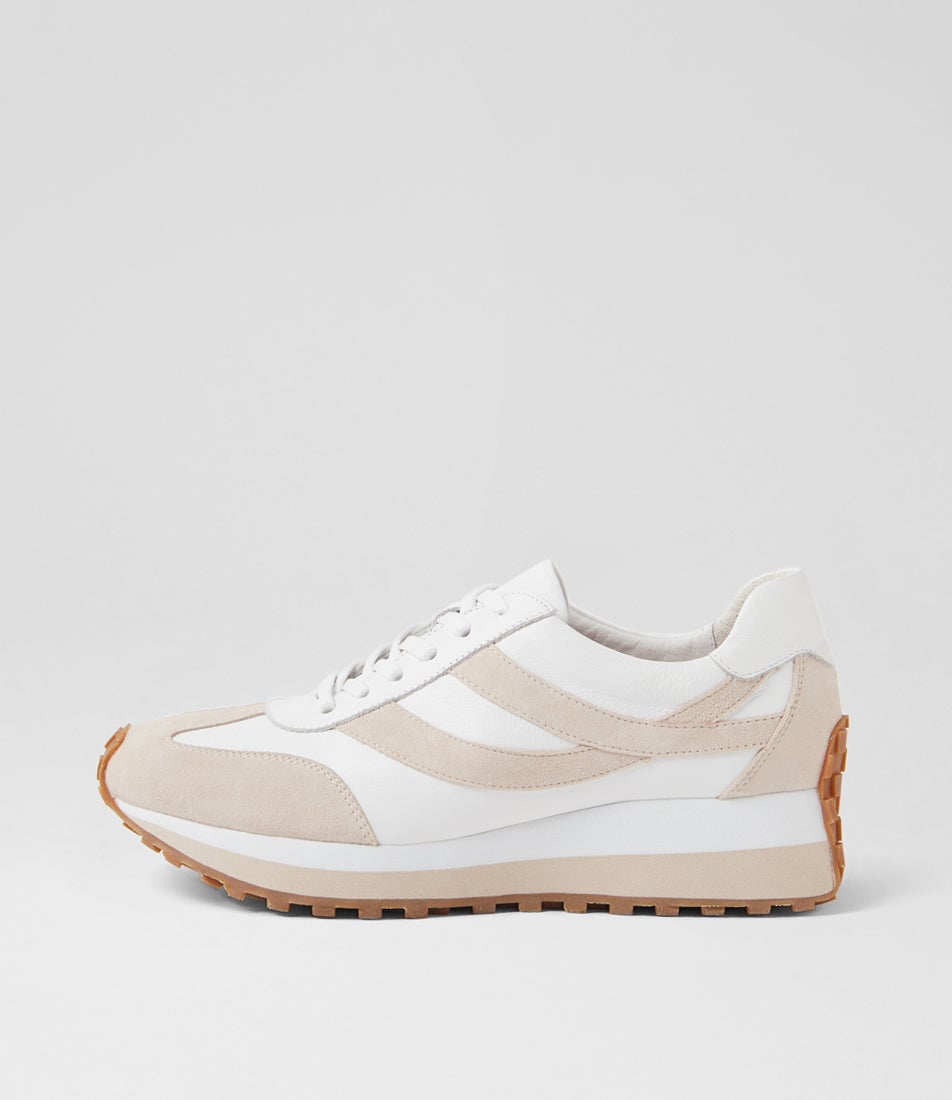 Simma Beige White Leather Sneakers