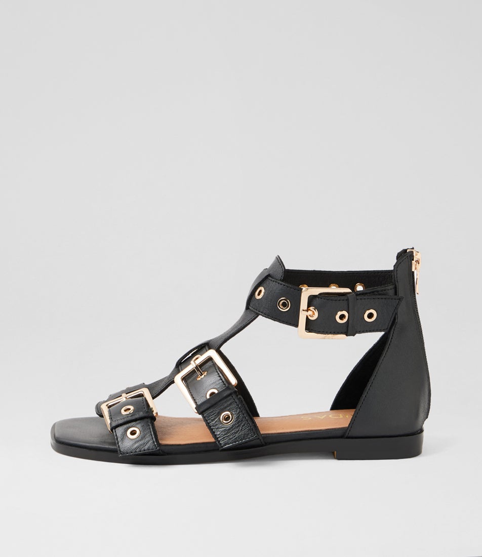 Lopair Black Leather Sandals Lopair Black Leather Sandals