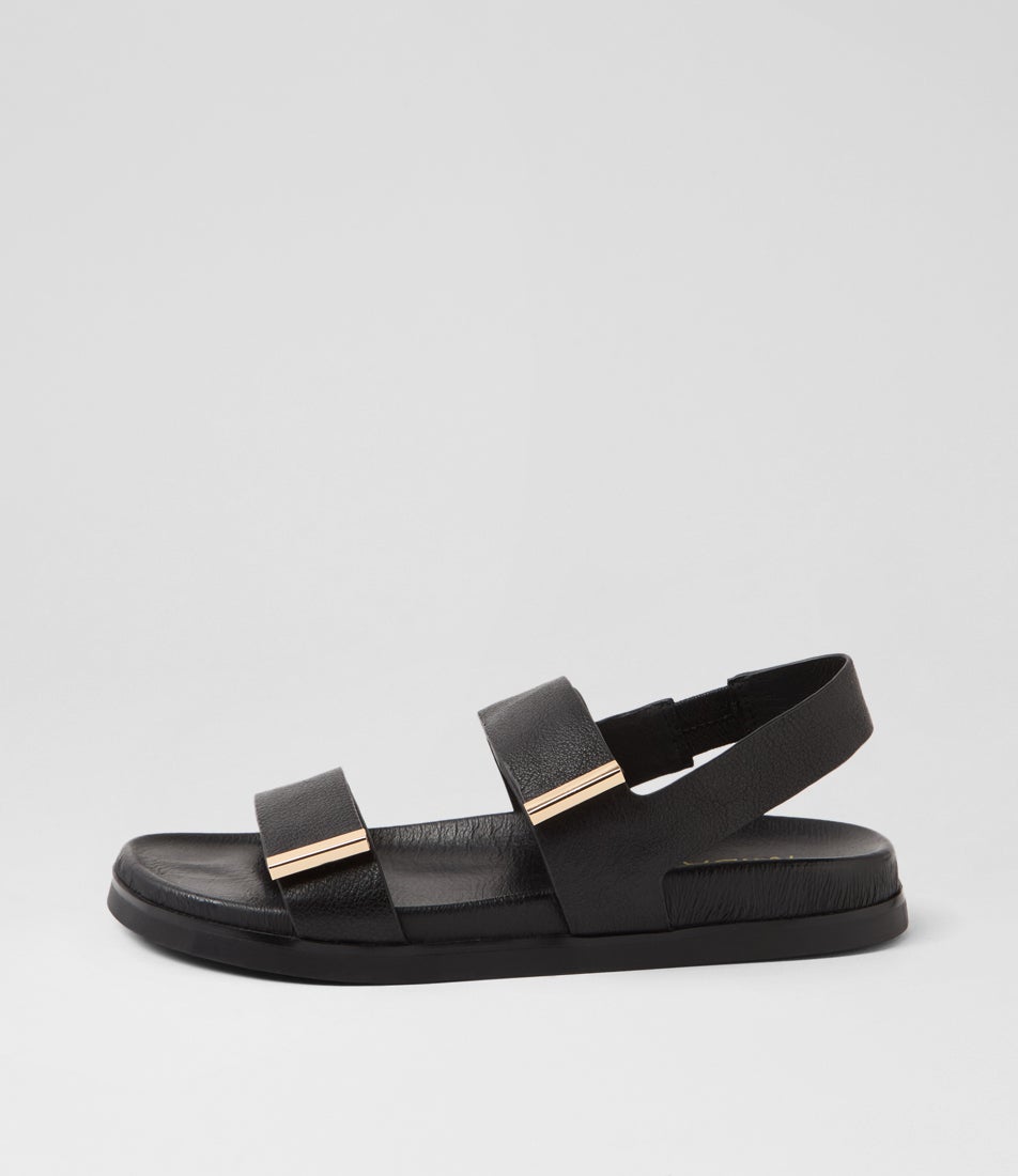Ruskit Black Leather Sandals