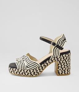 Marius Ivory Black Multi Fabric Sandals Marius Ivory Black Multi Fabric Sandals