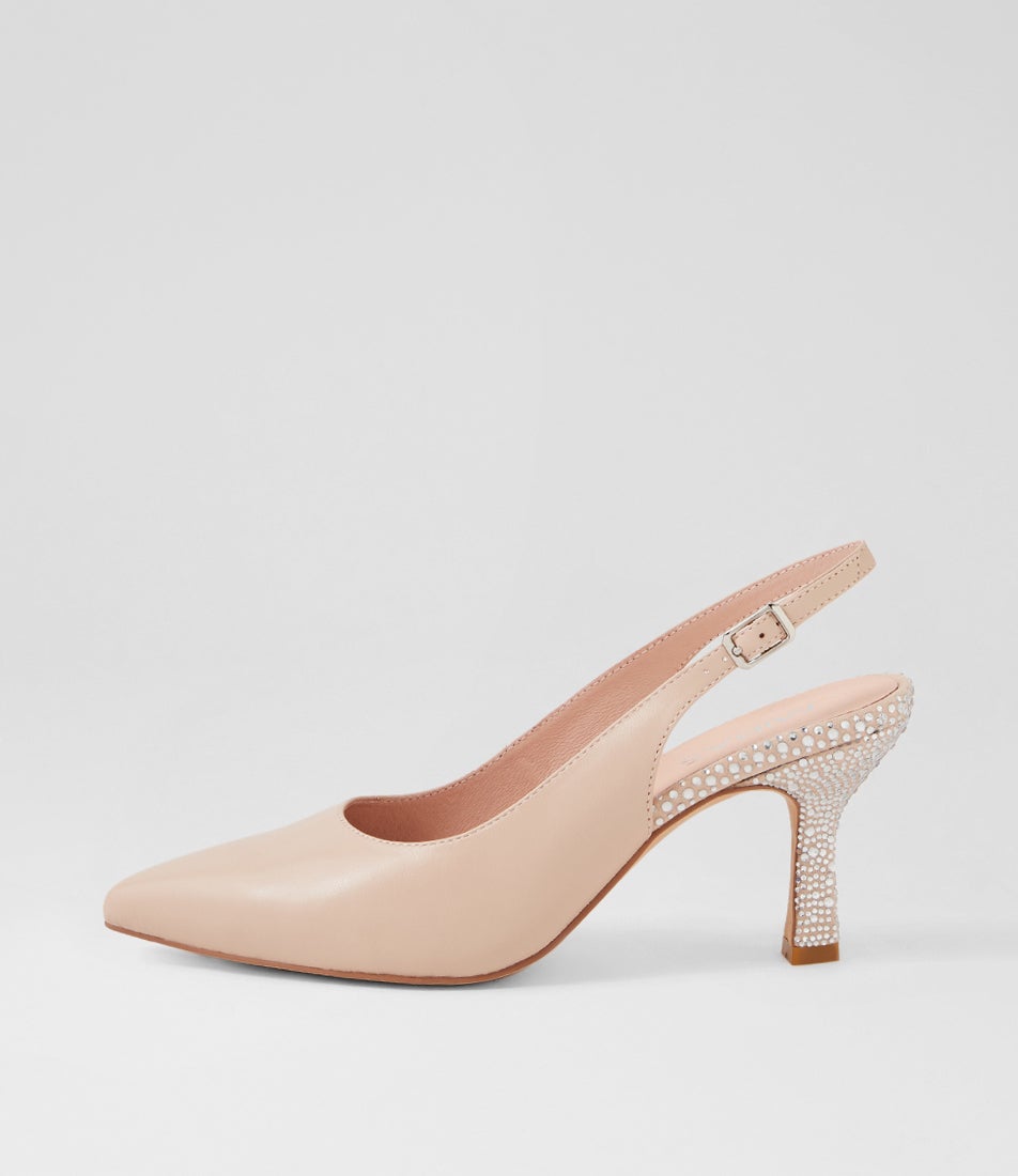 Lipsy Nude Silver Leather Jewels Heels Lipsy Nude Silver Leather Jewels Heels