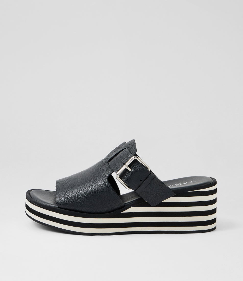 Fizzie Black Leather Slides Fizzie Black Leather Slides