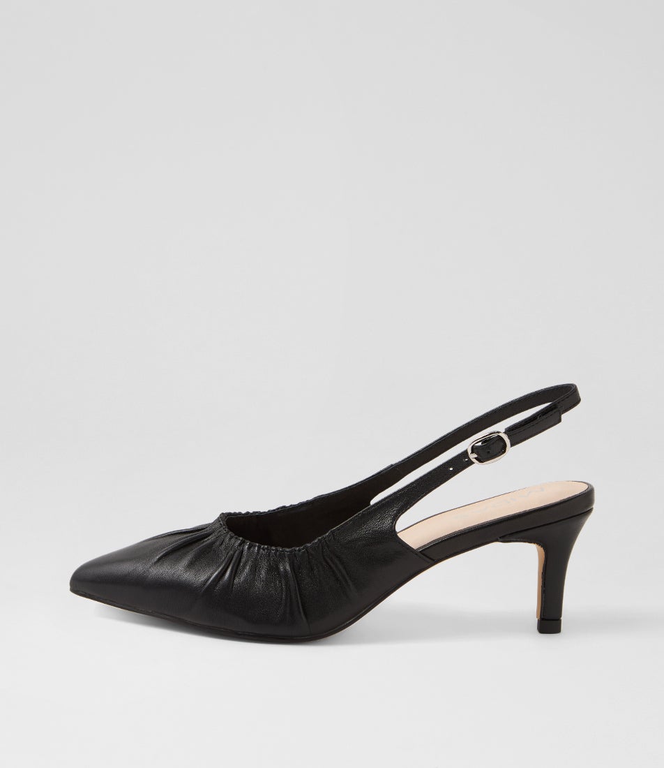 Cossette Black Leather Heels