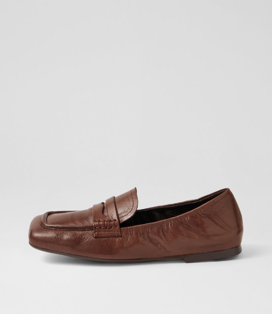 Allude Choc Polish Leather Loafers Allude Choc Polish Leather Loafers
