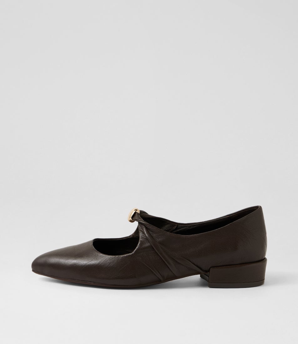 Eloquent Choc Leather Flat Shoes