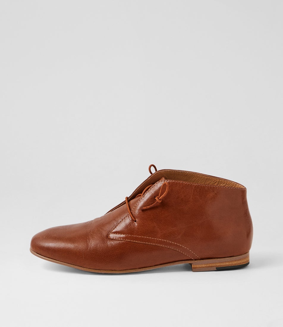 Infra Cognac Polish Leather Lace Up Boots