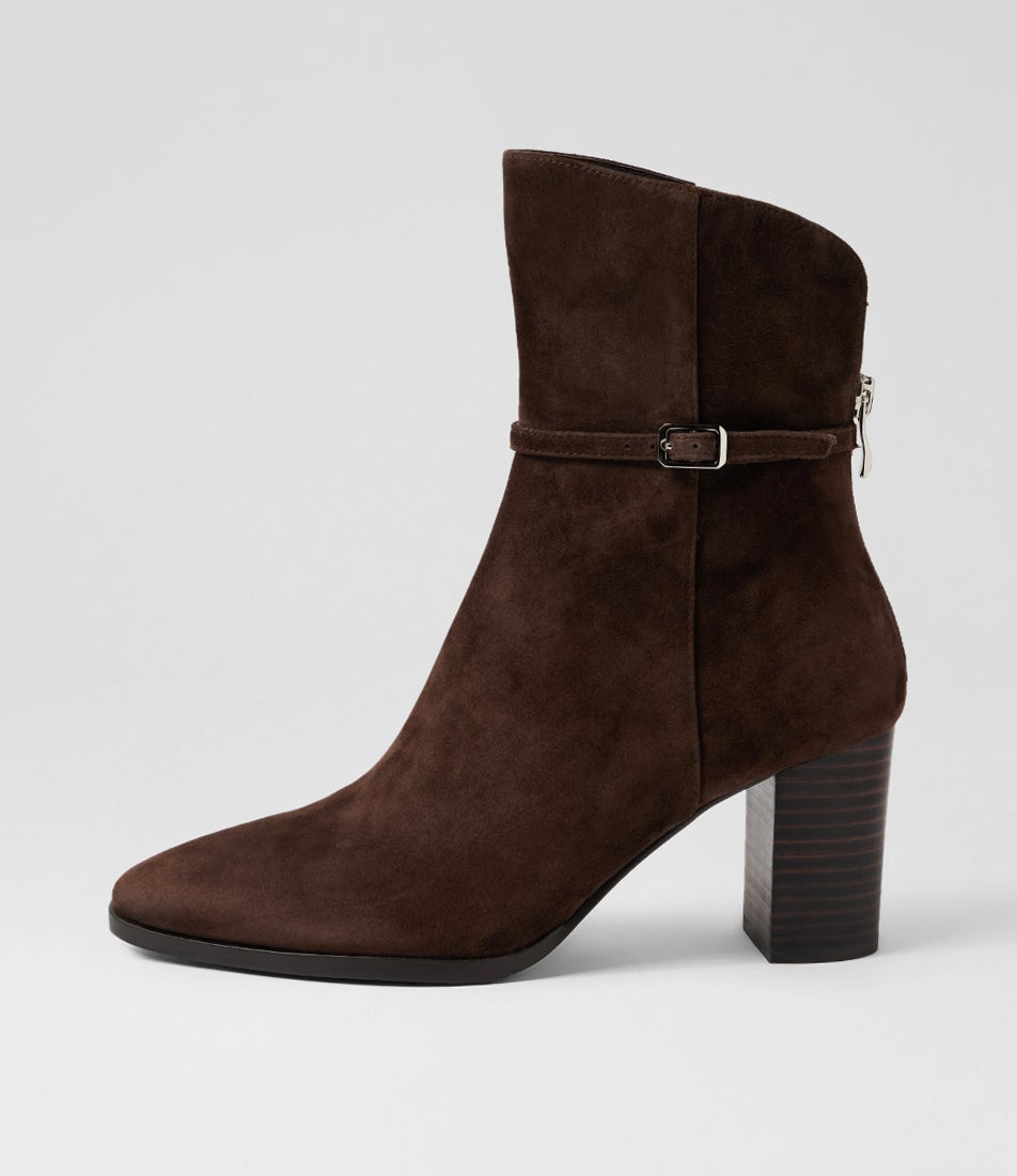 Aikido Choc Heel Suede Ankle Boots