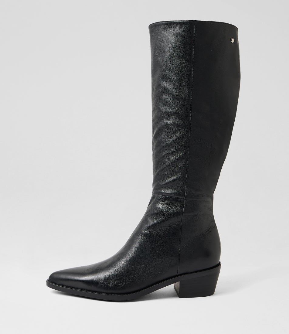 Demio Black Leather Knee High Boots Demio Black Leather Knee High Boots