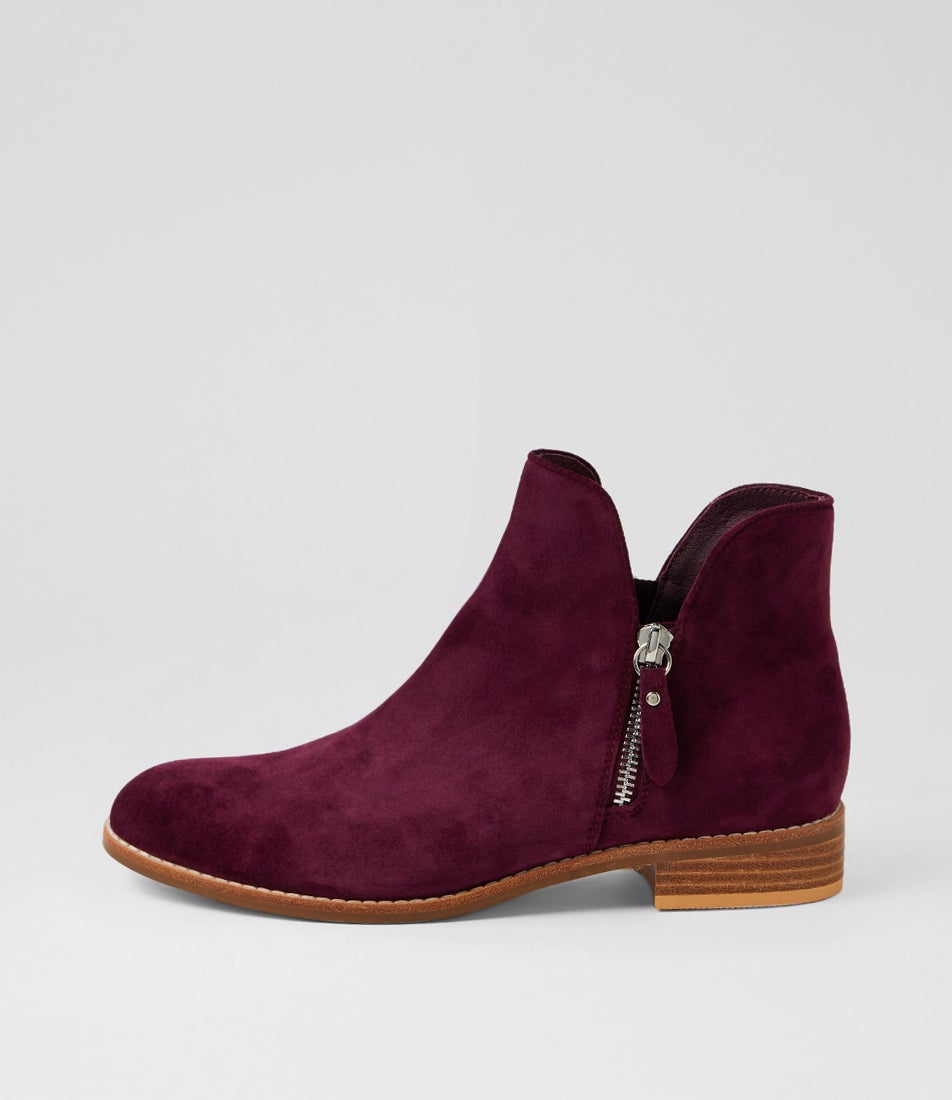 Neeva Burgundy Suede Ankle Boots