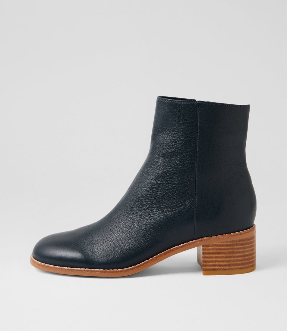 Ruckus Navy Leather Ankle Boots Ruckus Navy Leather Ankle Boots