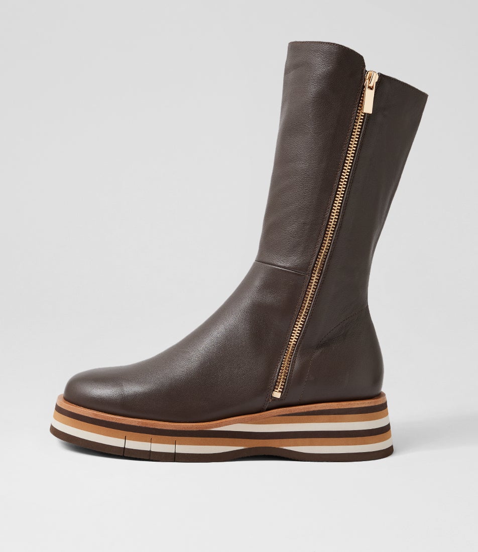 Goalie Choc Tan Multi Leather Calf Boots Goalie Choc Tan Multi Leather Calf Boots