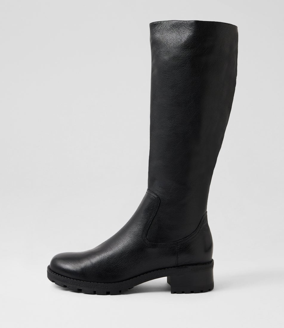 Maco Black Leather Knee High Boots