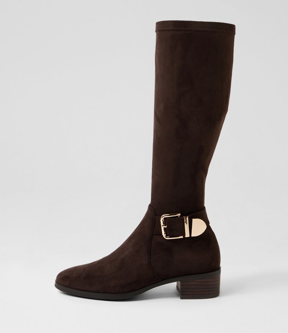 Tabloid Choc Stretch Microsuede Knee High Boots