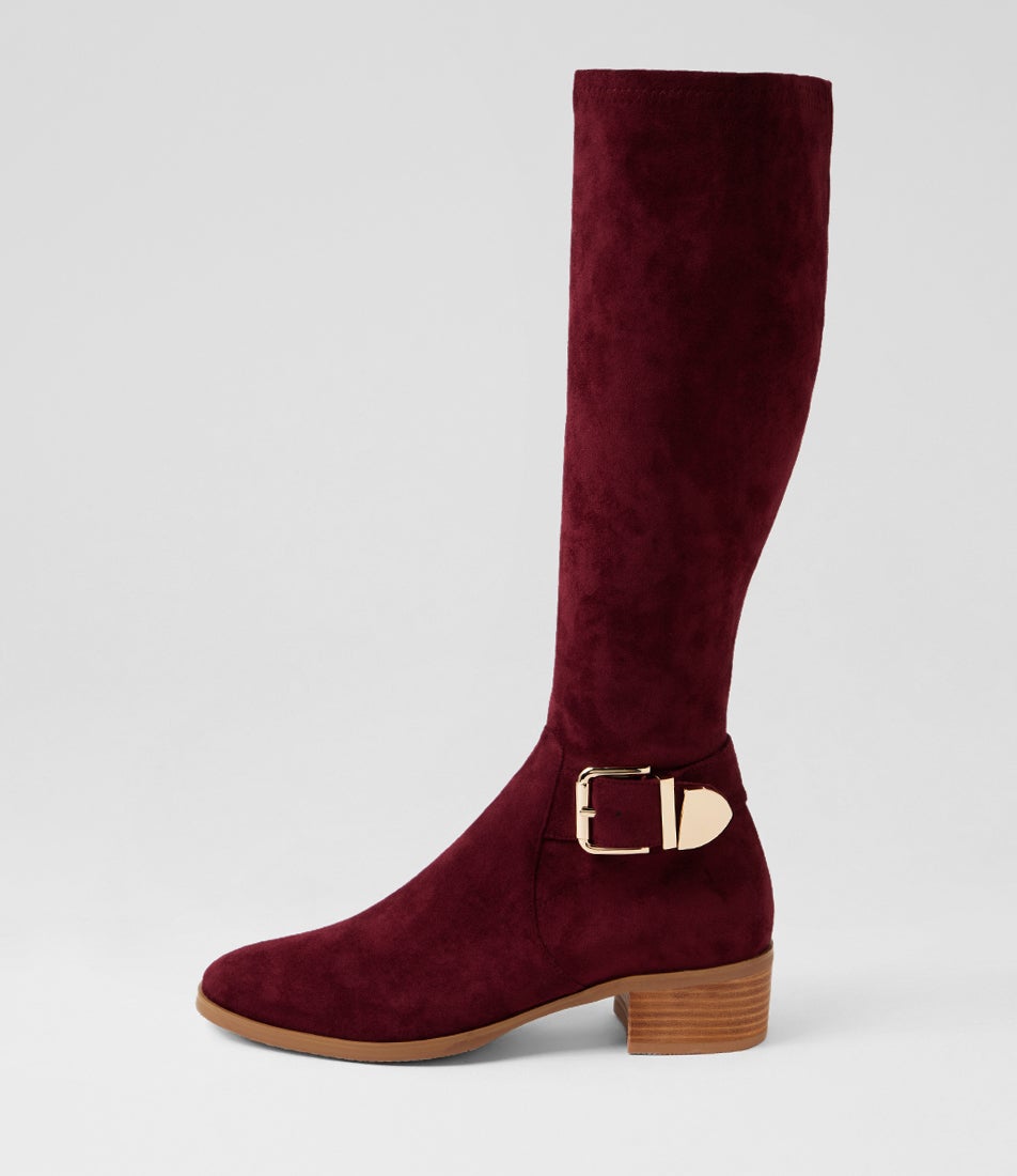 Tabloid Burgundy Microsuede Knee High Boots