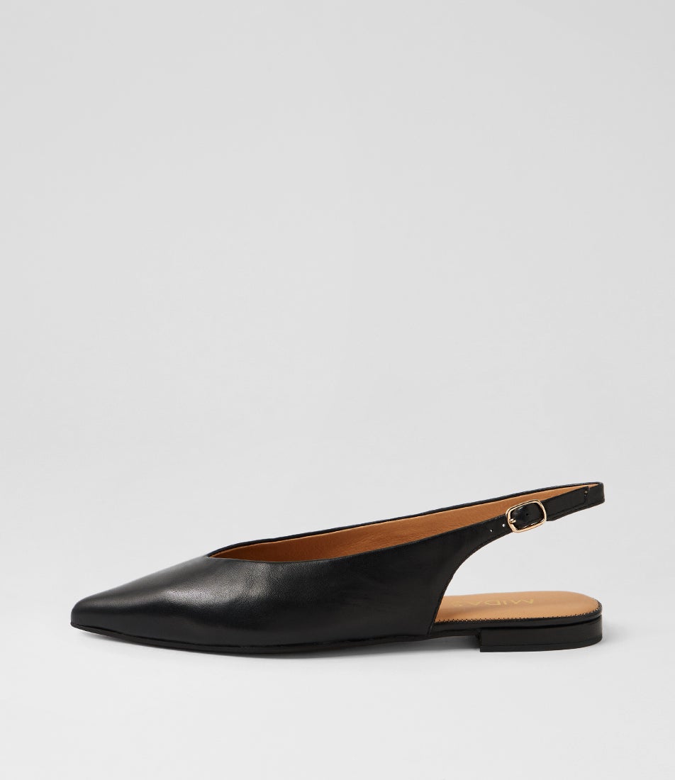 Adjoss Black Leather Flat Shoes