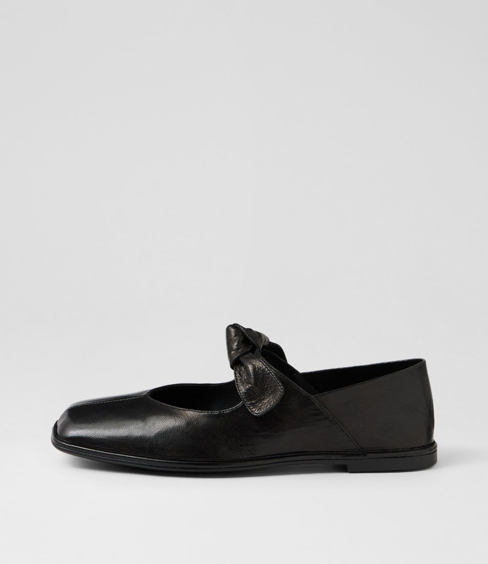 Buble Black Luxe Leather Flat Shoes