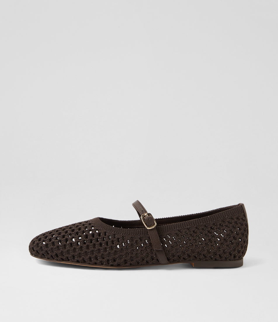 Nashis Choc Fabric Mary Janes
