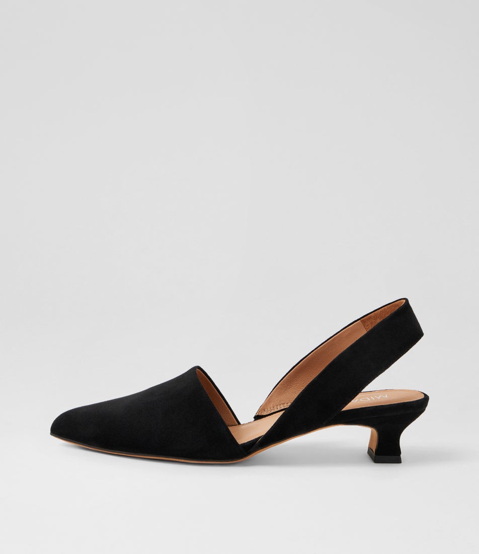 Jezel Black Suede Slingback Heels