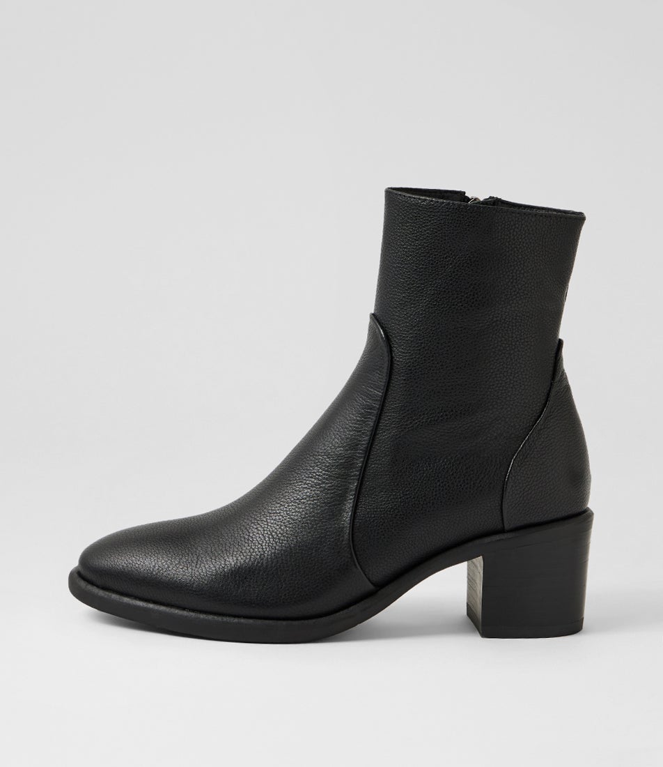 Elate Black Leather Ankle Boots Elate Black Leather Ankle Boots