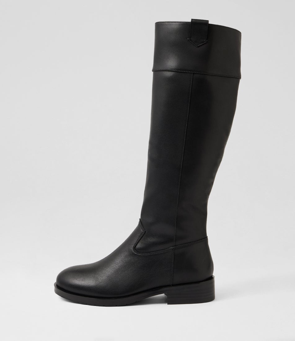 Theadore Black Leather Knee High Boots