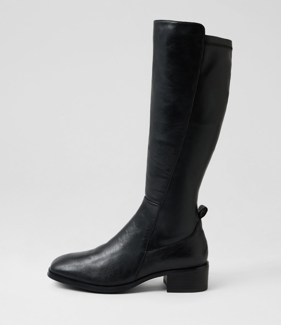 Ochi Black Leather Knee High Boots Ochi Black Leather Knee High Boots
