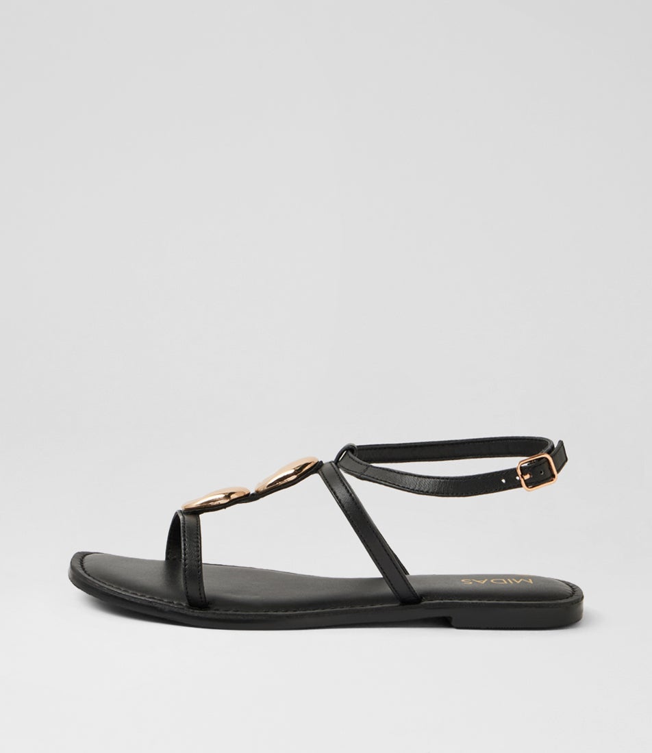 Frankis Black Leather Sandals