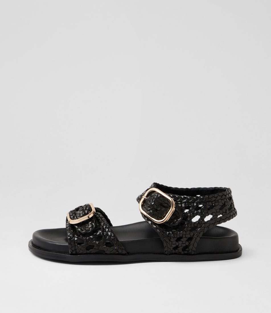 Baskit Black Leather Sandals