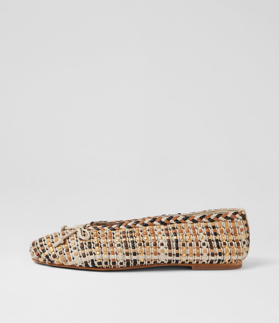 Inka Cream Multi Leather Flat Shoes Inka Cream Multi Leather Flat Shoes